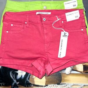 $15 sale for 2 Celebrity Pink Shorts size 13/31w with free beach bag